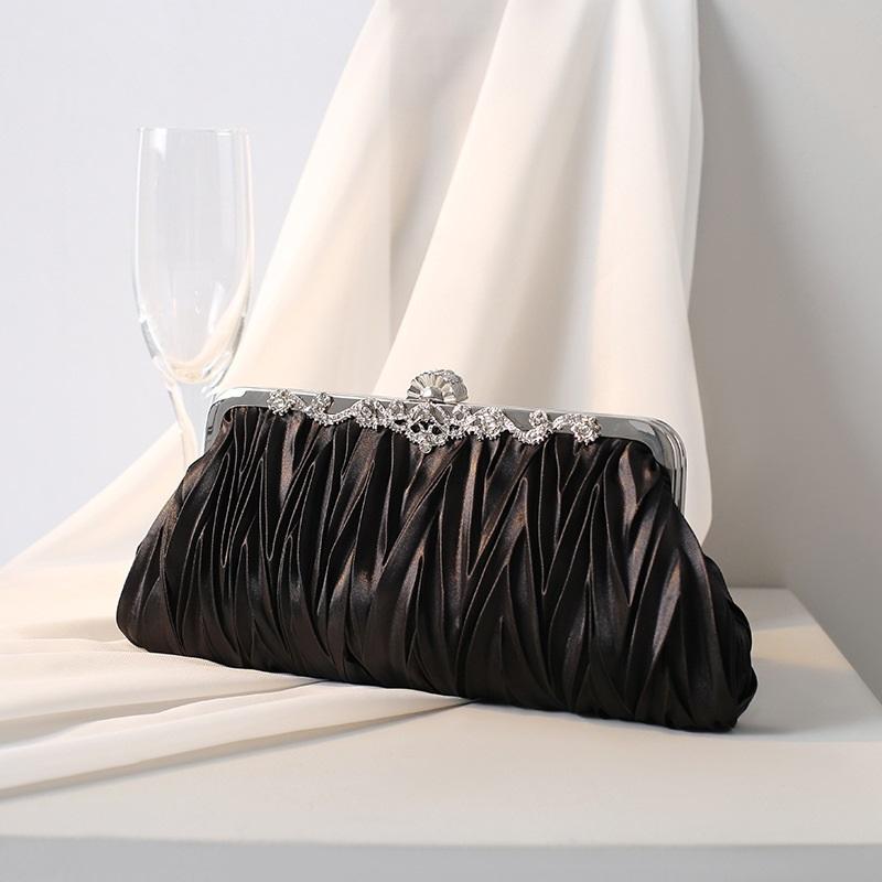 Pleated Women Evening Clutch Bag Elegant Handheld Purse Bridal Wedding Formal Dress Handbag For Banquet Party