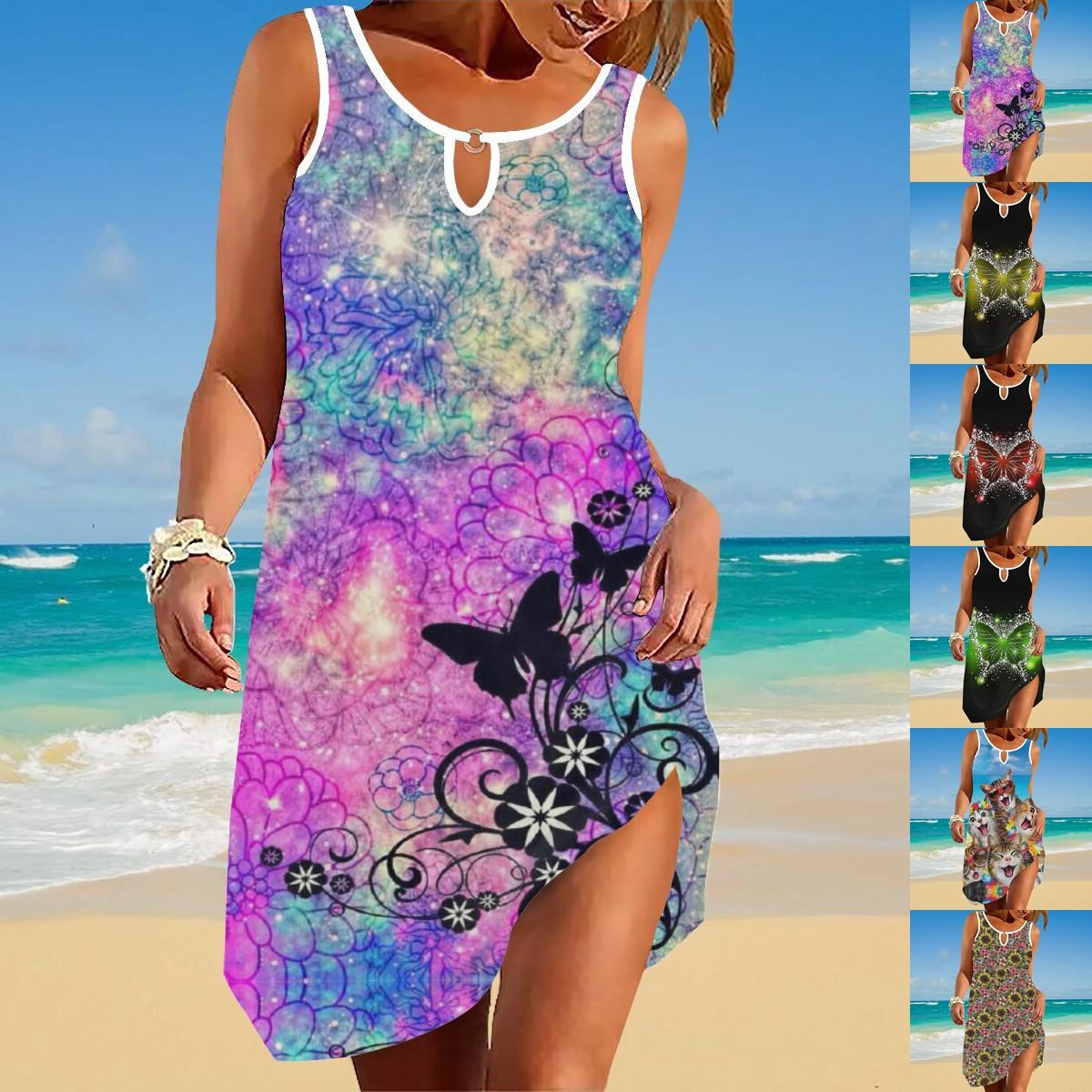 

Лето 2023, новое модное женское платье с принтом, повседневное платье S-2XL