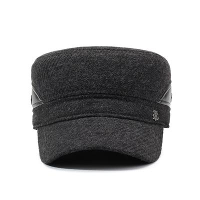 Middle-Aged And Elderly Hats Men'S Woolen Flat Top Hat Thermal Hat Day Dad Grandpa Hat Thickened Ear Protector Cap