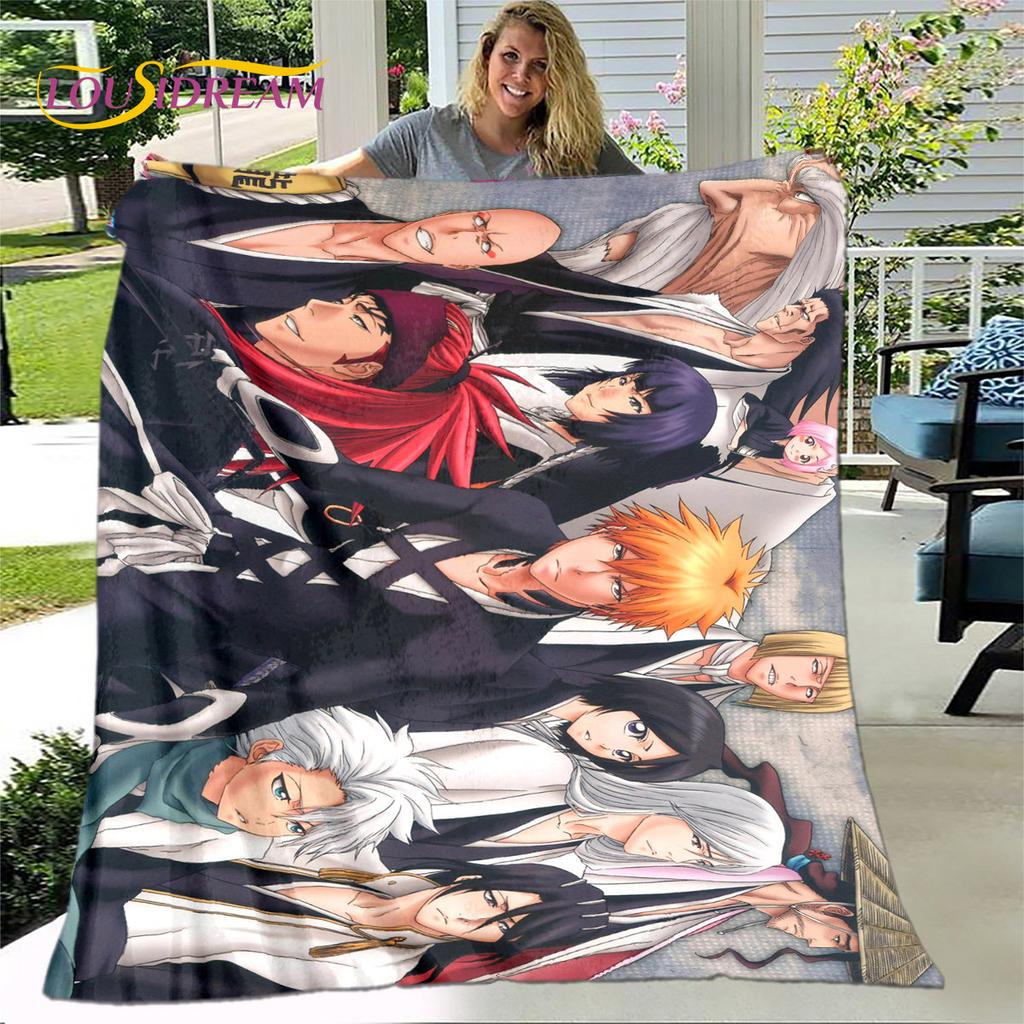 Japonské anime Bleach Kreslená měkká plyšová deka, flanelová deka přehoz na obývací pokoj ložnici postel pohovku piknikovou pokrývku pro děti