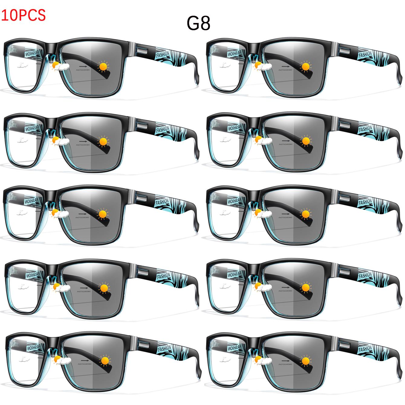 

10 Pairs Classic Square Shape Glasses Frame Photochromic Reading Eyeglasses Presbyopic for Surfing Internet Reading Magazines Ideal Gifts 0