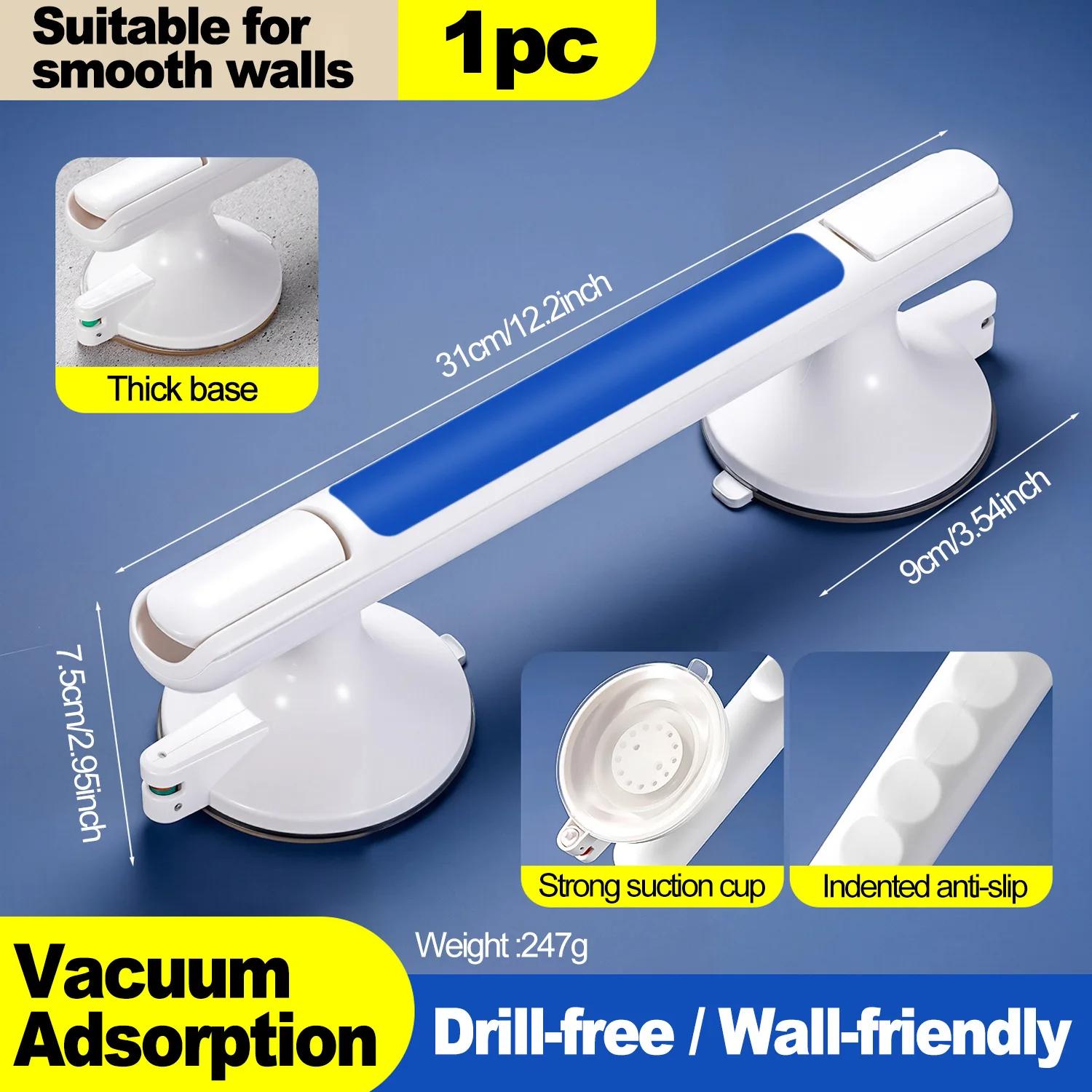 

Поручни для душа Без перфорации Ручка для ванной комнаты Противоскользящие Безопасные Присоски Поручень для ванны для пожилых людей и детей для поддержки синий