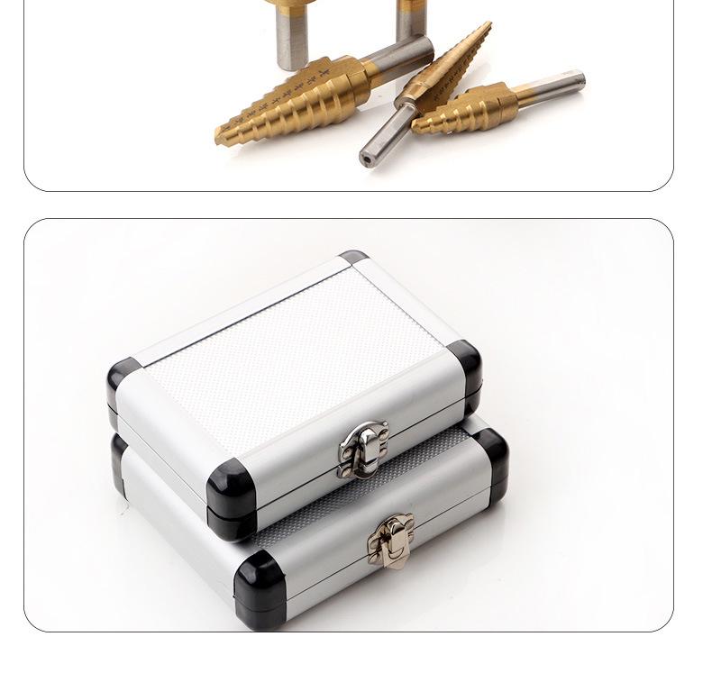 British 5-Piece Aluminum Step Drill Bit Set - Black & Yellow Multi-Function Pagoda Drill Tool