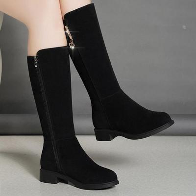 Elegant with Low Heels Rhinestone Fleece-Lined Ladies Mid Calf Shoes Autumn Winter New In 2025 Novelty Women's Half High Boots