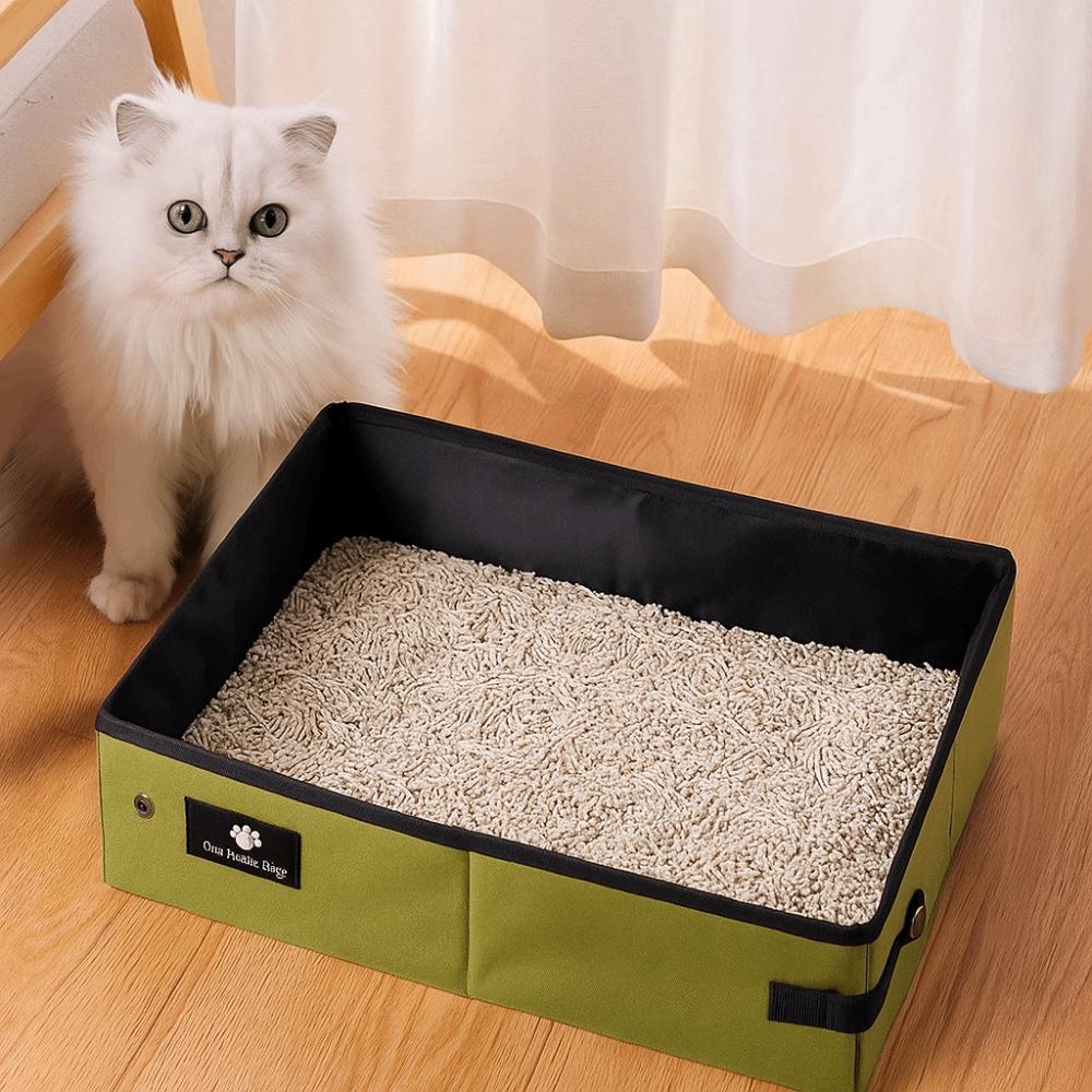 Practical Waterproof Portable Cat Litter Box Folding Reusable Cat Toilet Tray Oxford Cat Litter Potty for Cats and Dogs