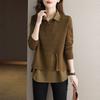 Korean Fake Two-piece Shirt Knitted Women's Spring Autumn Fashion Loose Sweater Bottoming Shirt Female Knitwear Tops