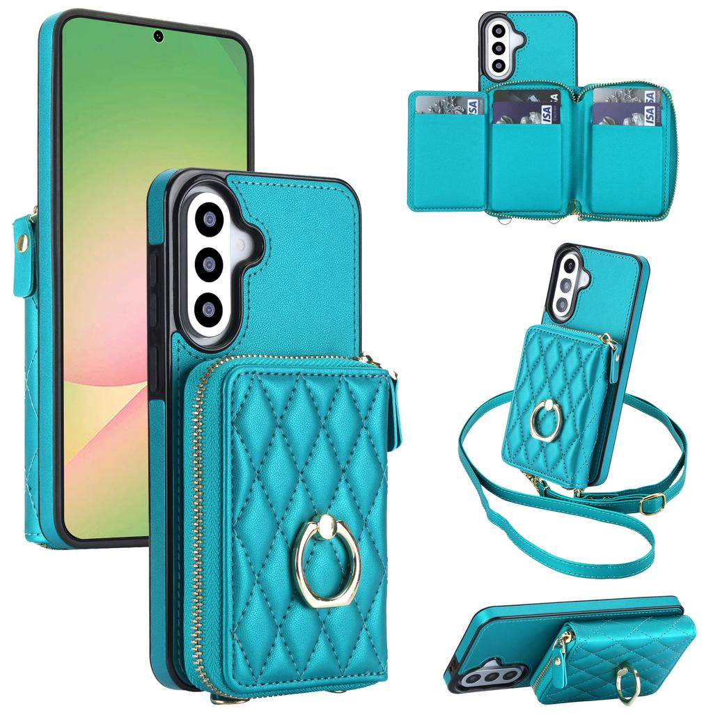 Crossbody Long Lanyard Zipper Card Holder Leather Cover for Samsung Galaxy S26 Ultra S25 S24 S23 S22 A06 A36 Stand Bag Cover