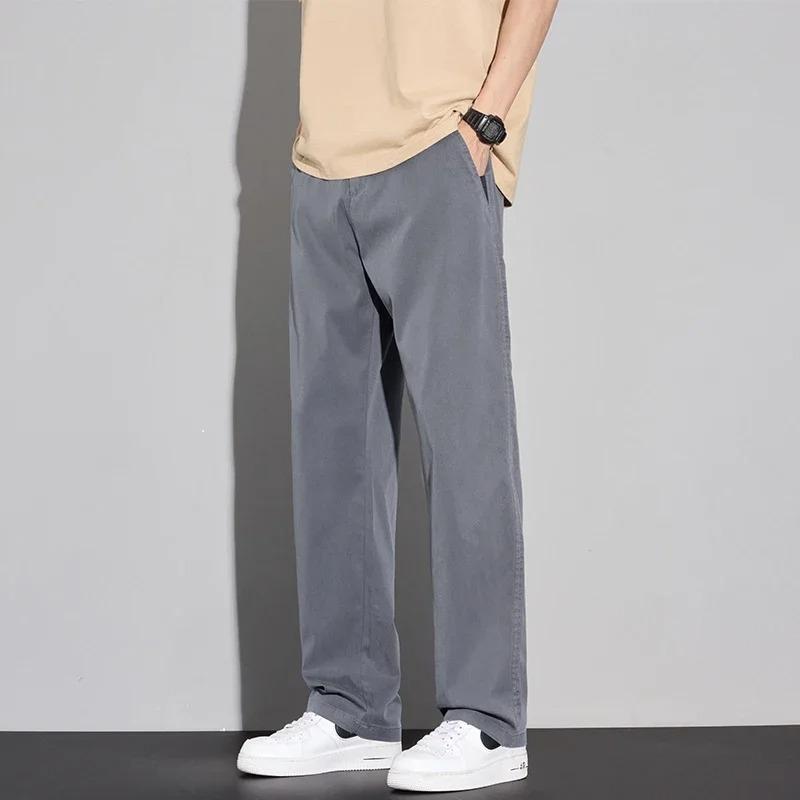 

Thin Summer Men s Soft Lyocell Casual Pants Comfortable Fashion Solid Color Simple Male Trousers Clothing 28 серый