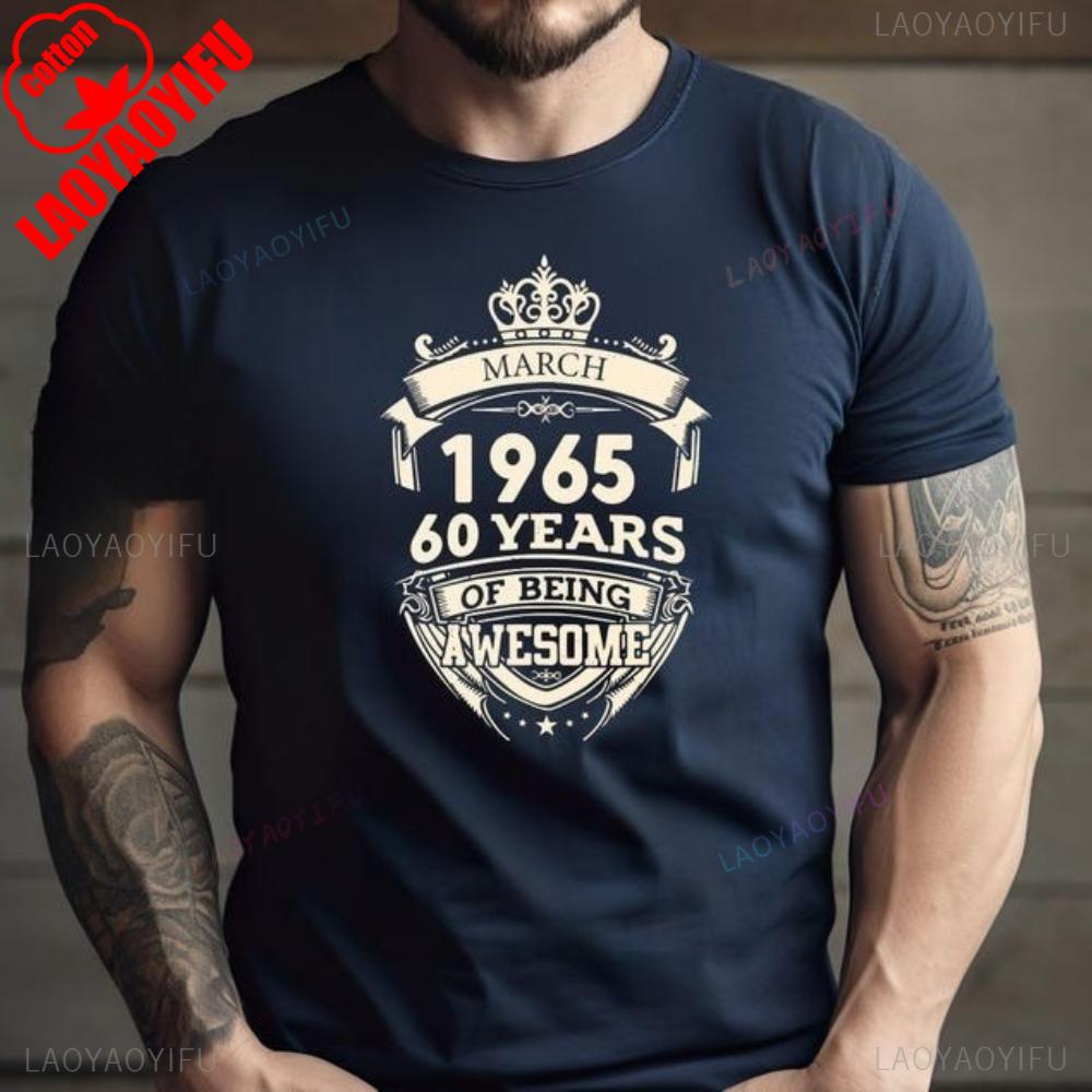Vintage 1965 60 Years of Being Awesome Birthday TShirt 60th Nostalgia Birthday Print Shirt Unisex Trending Unique Tee