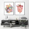 Abstrakte Organe, Knochen, Zähne, farbiges Wandkunst-Poster, Heimdekoration, Ölgemälde, Wandbild