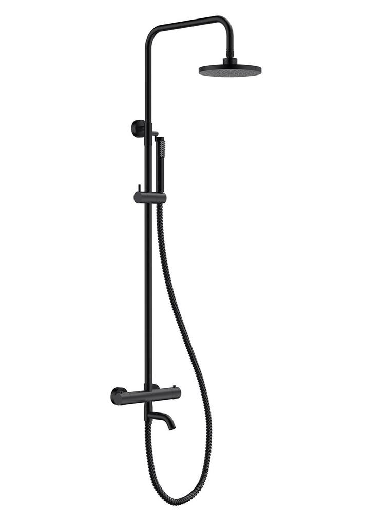 VEO I set, gold surface-mounted shower with Besco thermostat