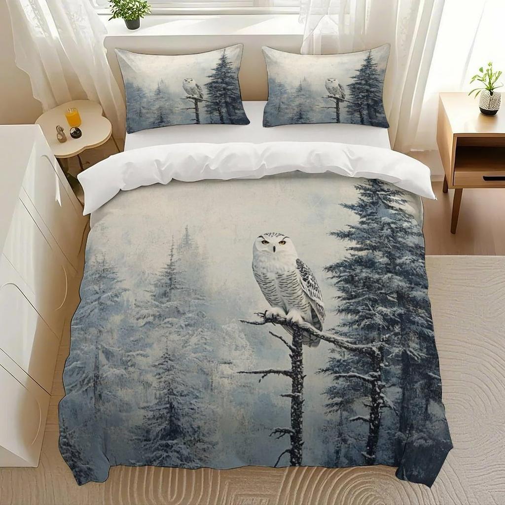Moon Owl Duvet Cover Set Moon Owl Bedding Set Adult Boy Girl Bedroom Decoration Single Double Large Size Gift