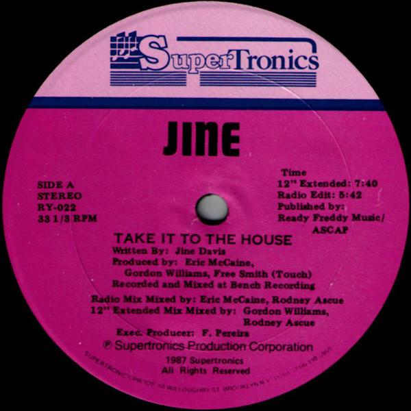 

12-дюймовая пластинка JINE Take It To The House RY022 Supertronics 1987 США Танцевальная Электроника Б/у