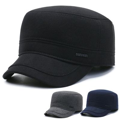 Autumn and Winter Men's Hats Fleece Thickened Simple and Comfortable Old Man Hats Fashionable Outdoor Travel Ear Protectors Flat Top Hats