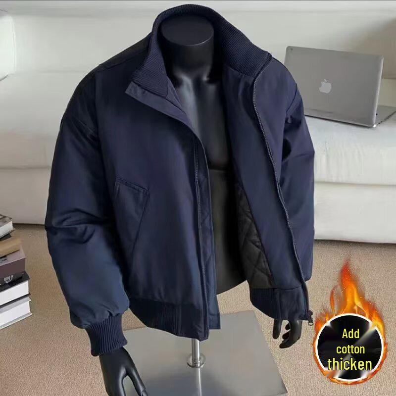 

Men s Winter Stand Collar Thickened Flight Jacket - Versatile Casual Outerwear XXL Темно-синій