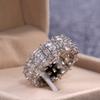 Luxury S925 Stamp Silver Color Dazzling AAA Mosaic CZ Zircon Finger Rings For Women Vintage Wedding Female Jewelry Anillos Anel