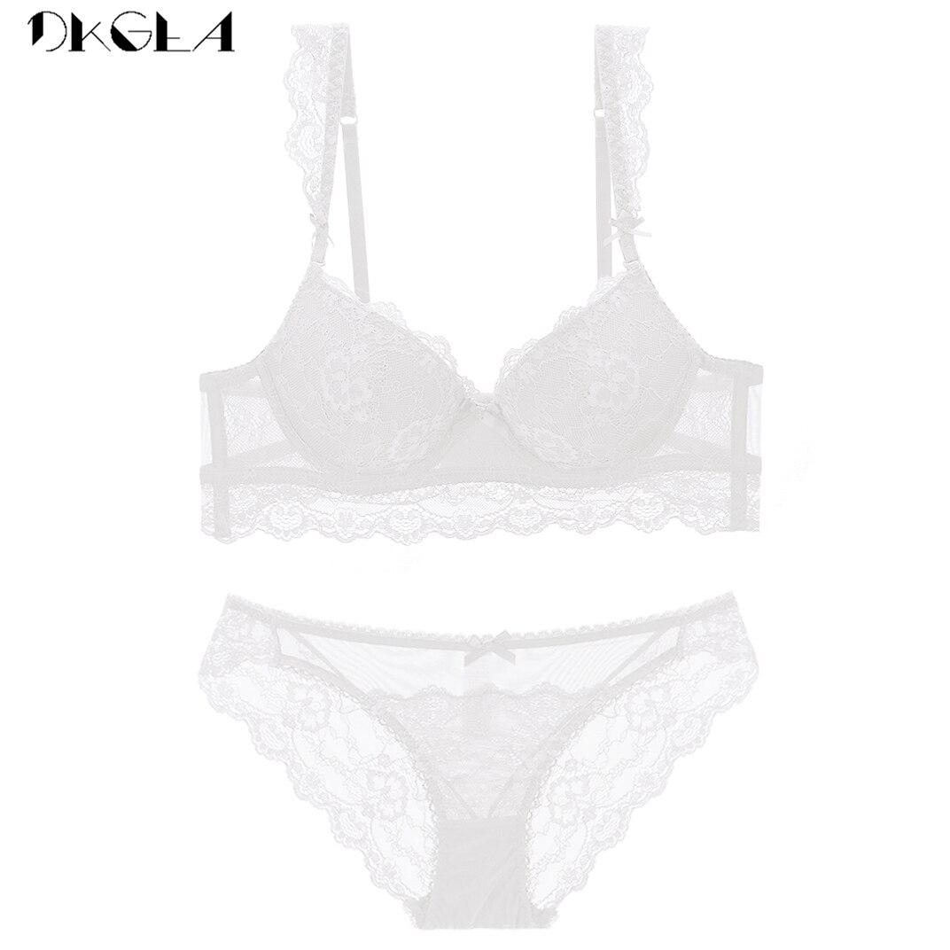 

DKGEA Топ Сексуальный женский комплект нижнего белья Белый бюстгальтер пуш-ап с вышивкой Кружевной бюстгальтер 75C белый