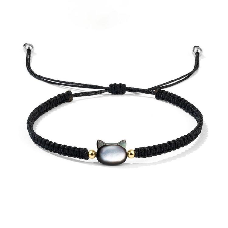 Trendy Couple Bracelet Cute Cat Charm Designed Bangle Adjustable Woven Rope