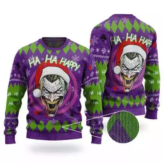 The Joker Happy Holidays Purple Ugly Sweater Vibrant Holiday Fun BG Unisex T-Shirt XXL