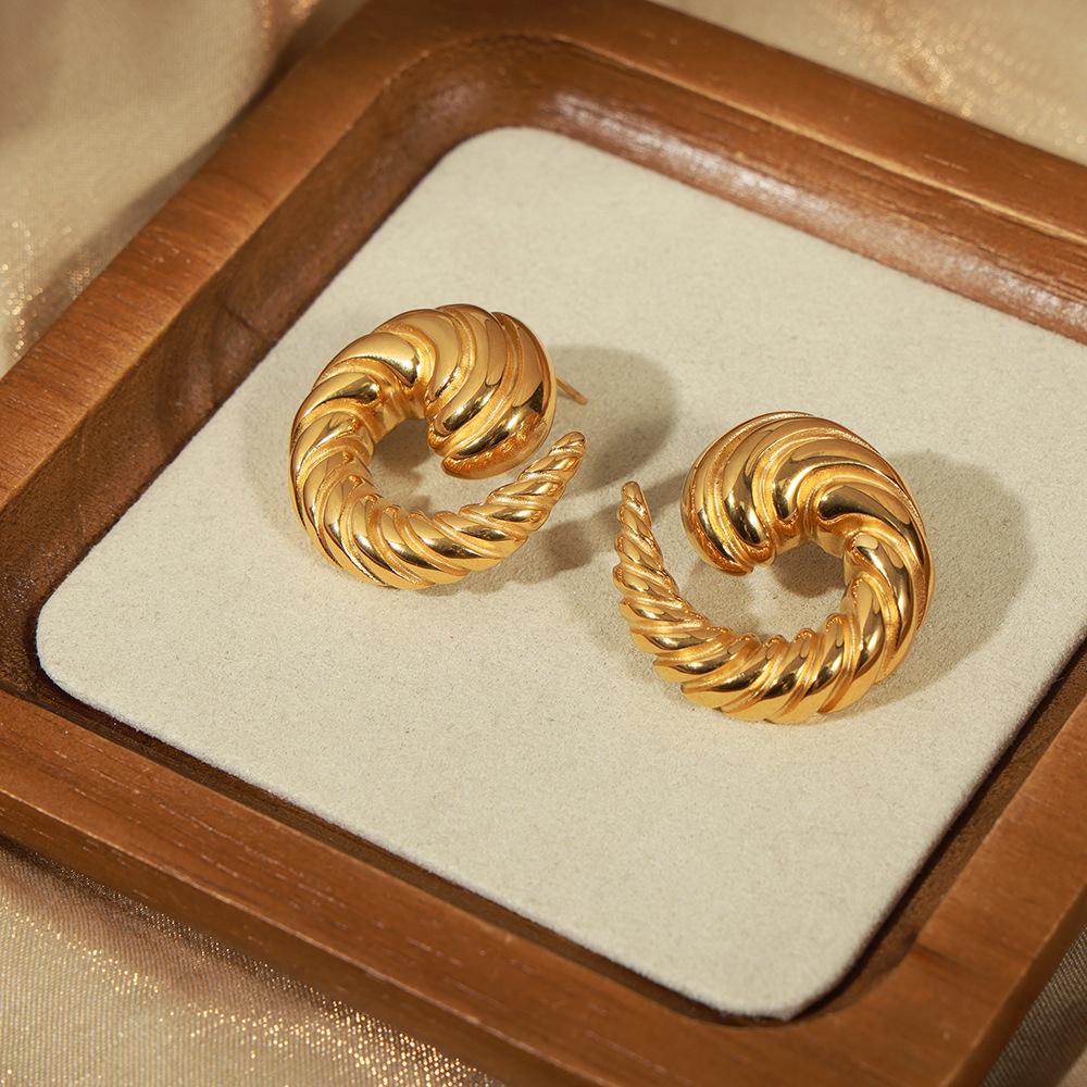 Trend Earrings for Women Stainless Steel Telix Twisted Luxury Stud Earrings Girls High-End Zircon Accessories