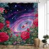 Galaxy Roses Waterproof Mildew-Resistant Shower Curtain - Cosmic Floral Design for a Dreamy Bathroom Décor Experience