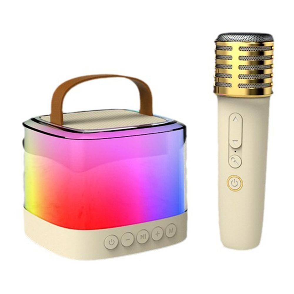 

T7 Portable Karaoke Bluetooth-compatible Speaker Colorful Light Loudspeaker with 1 Microphone Type A