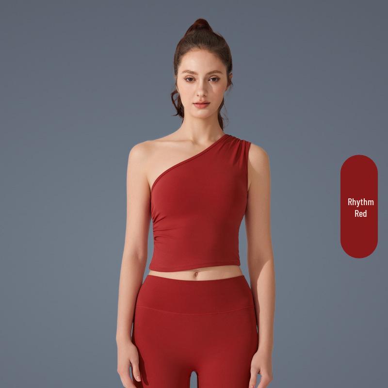 

Off-Shoulder Antibacterial Yoga Suit with Pleated Top and Sleeveless Sports Bra Medium