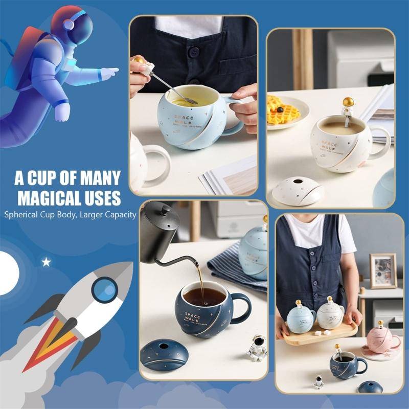 400ML Novelty Space Mug Space Themed Water Cup Astronaut Coffee Cup Ceramic Material Perfect for Water Milk Beverages