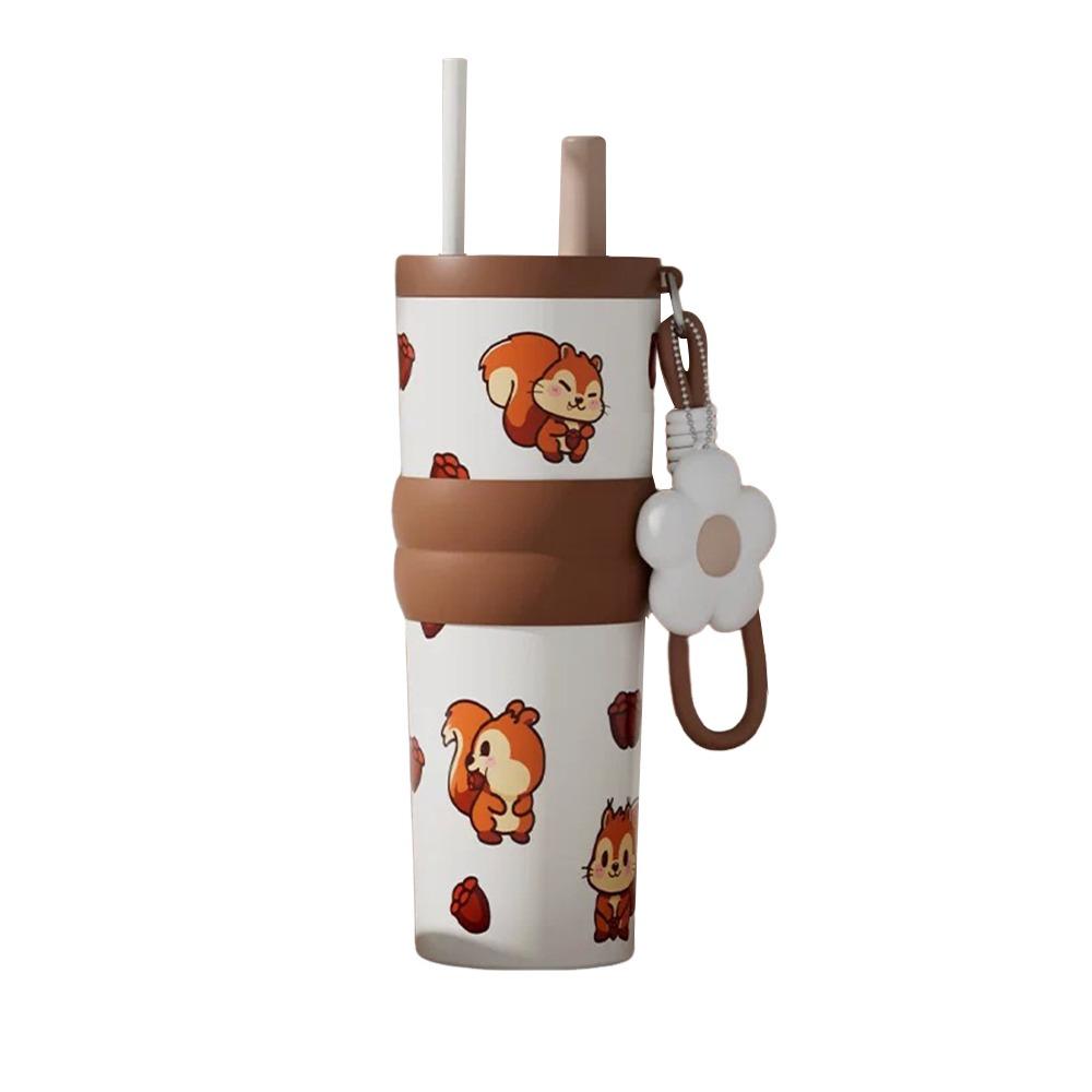 

Керамическая внутренняя колба, термокружка 710 мл, кофейная кружка, мультяшное животное, вакуумная кружка, посуда для напитков коричневый