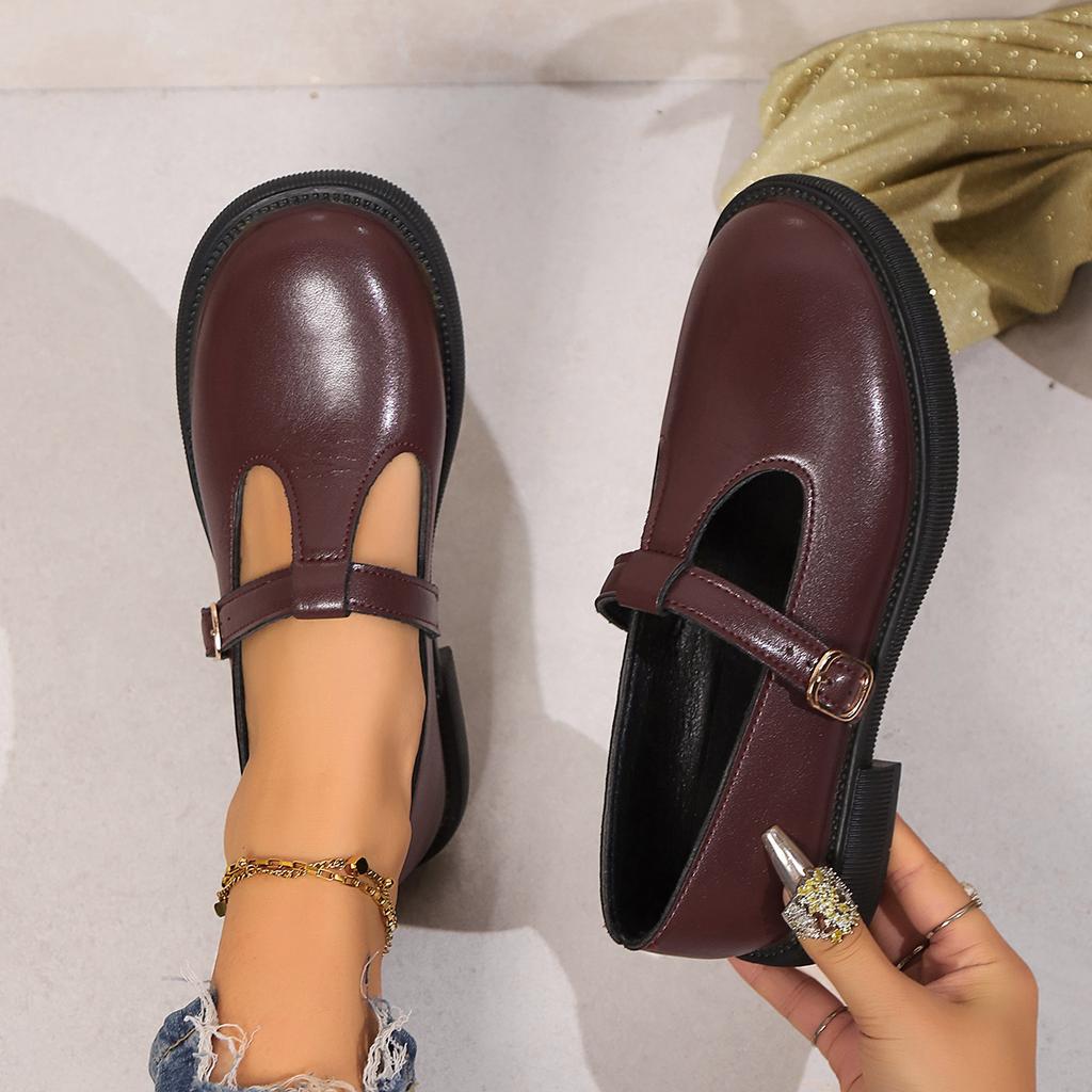 Women Sneakers Solid Color Platform Mary Jane Shoes Woman Buckle Strap Casual Sneakers Woman Thick Sole Student Uniform Shoes