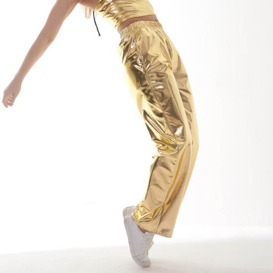 Men Pants Soft Breathable Comfortable Solid Color Elastic Waist Loose Fit Shiny Fashionable Pants Long Trousers