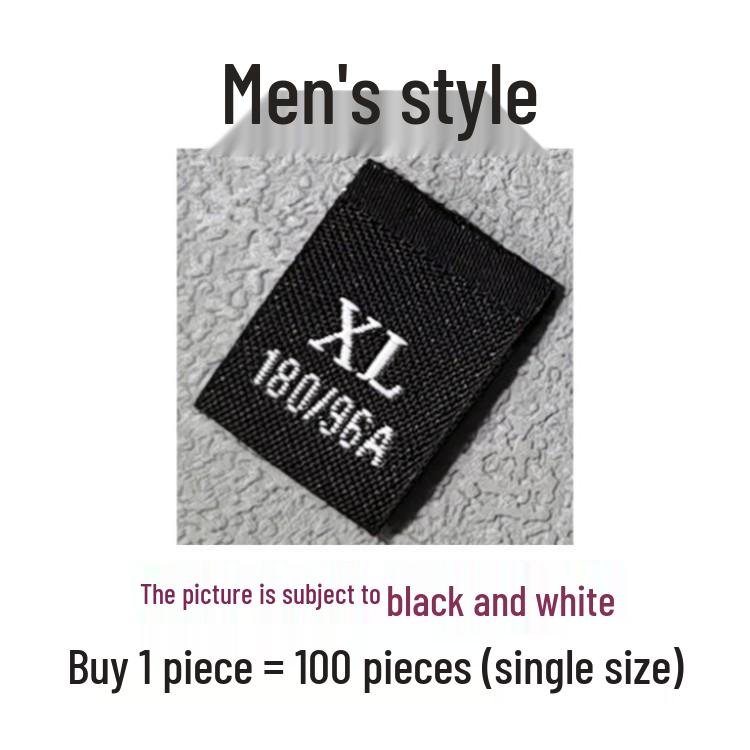 

В наличии тканые размерники для мужской и женской одежды: Пользовательский черно-белый трендовый международный бренд. 195/108A (order of 100)