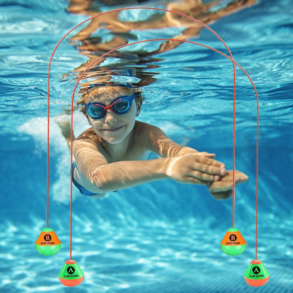 2.5M/1.5M Through Door Dive Ring Funny Swimming Game Aids Dive Door Reusable Underwater Swimming Toys Adults Kids Pool Water Toy