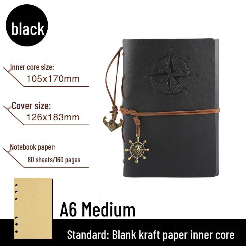 Korean Retro Loose-leaf Notebook: Creative Travel Diary with Pirate Ship Design