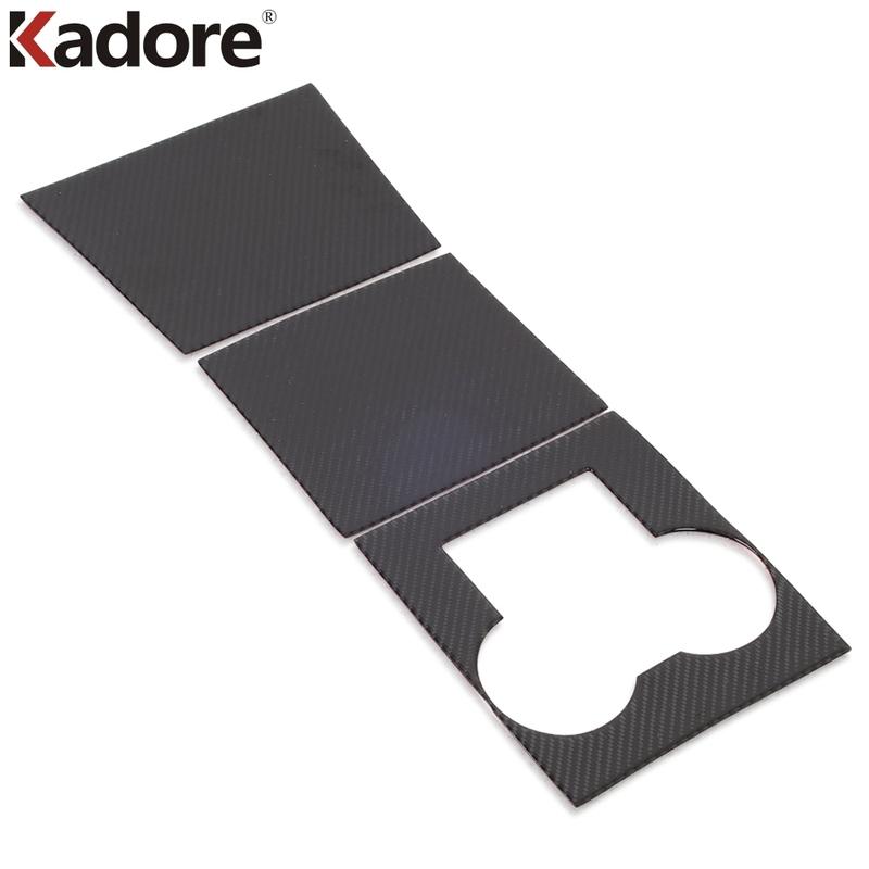 For Tesla Model 3 2018     Carbon Fiber Car Center Console Panel Cover Trim Water Cup Holder Frame Accessories