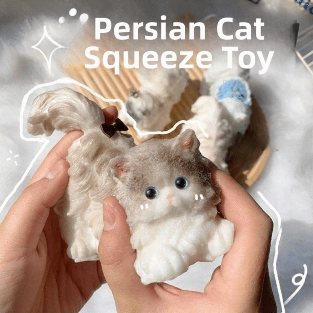 Stress Relief Persian Cat Squeeze Toy Handmade Soft Squeeze Cat Toys Cat Lovers Gift