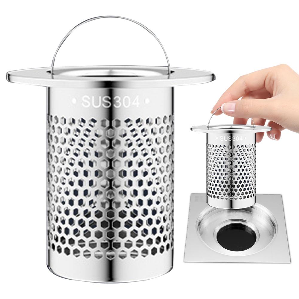 Sink Drain Strainer Stainless Steel Rustproof Fine Mesh Drain Catcher Strainer Basket With Handle Embedded Multifunctional Sink