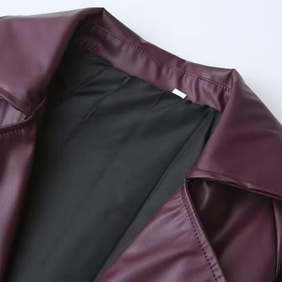 Evropská a americká dámská móda 2024 Retro kožená motocyklová bunda kabát - Podzim/Zima Nové přírůstky (B295)