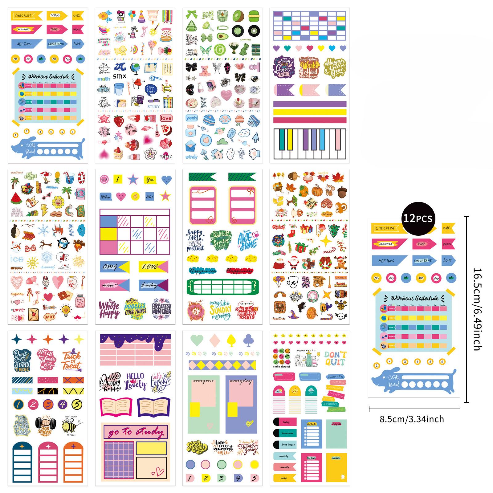 

12 Липких заметок и набор ручных заметок в стиле Ins, мультяшные, свежие, декоративные карточки Gu, наклейки для креативного DIY чехла для мобильного телефона