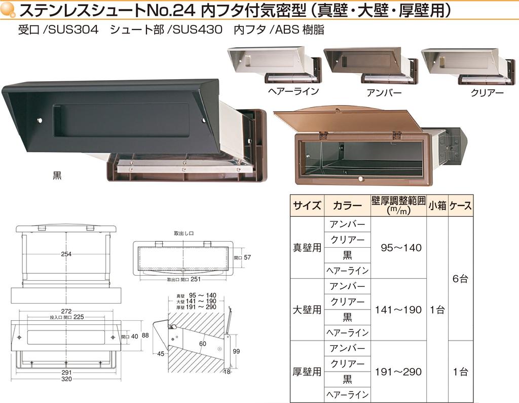 Mizukami Metal Stainless Steel Chute with Inner Lid, Airtight Type, No. 24, for Solid Walls, Hairline Clear (001-5688), 1 Unit