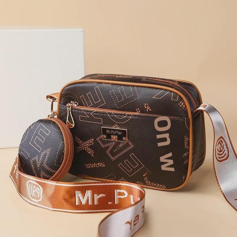 Women's Contrast Color Print Backpack & Crossbody Bag Set