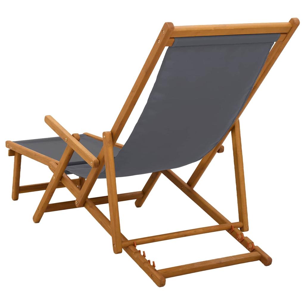Foldable Sun Lounger 3 Positions Solid Eucalyptus Wood Grey