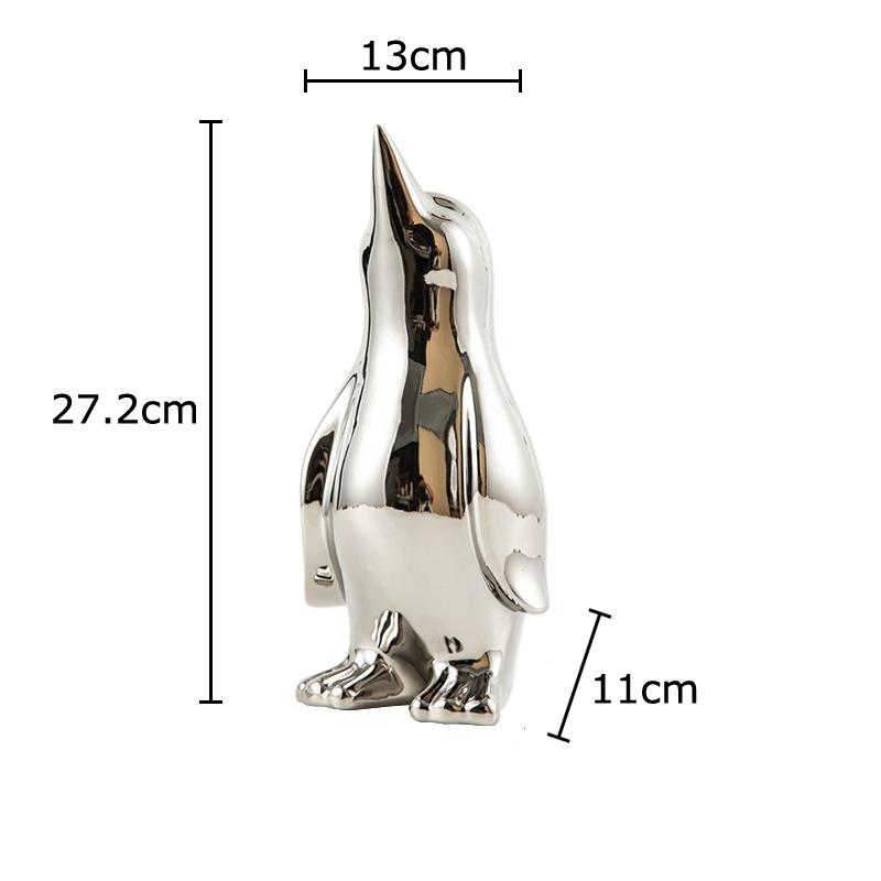 Creative Penguin Gold-plated Ceramic Statue Desk Decoration Penguin Sculpture Abstract Crafts Ornaments Room Aesthetics Decor