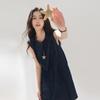 SanCai 2026 Summer 100% Cotton Denim Babydoll Dress