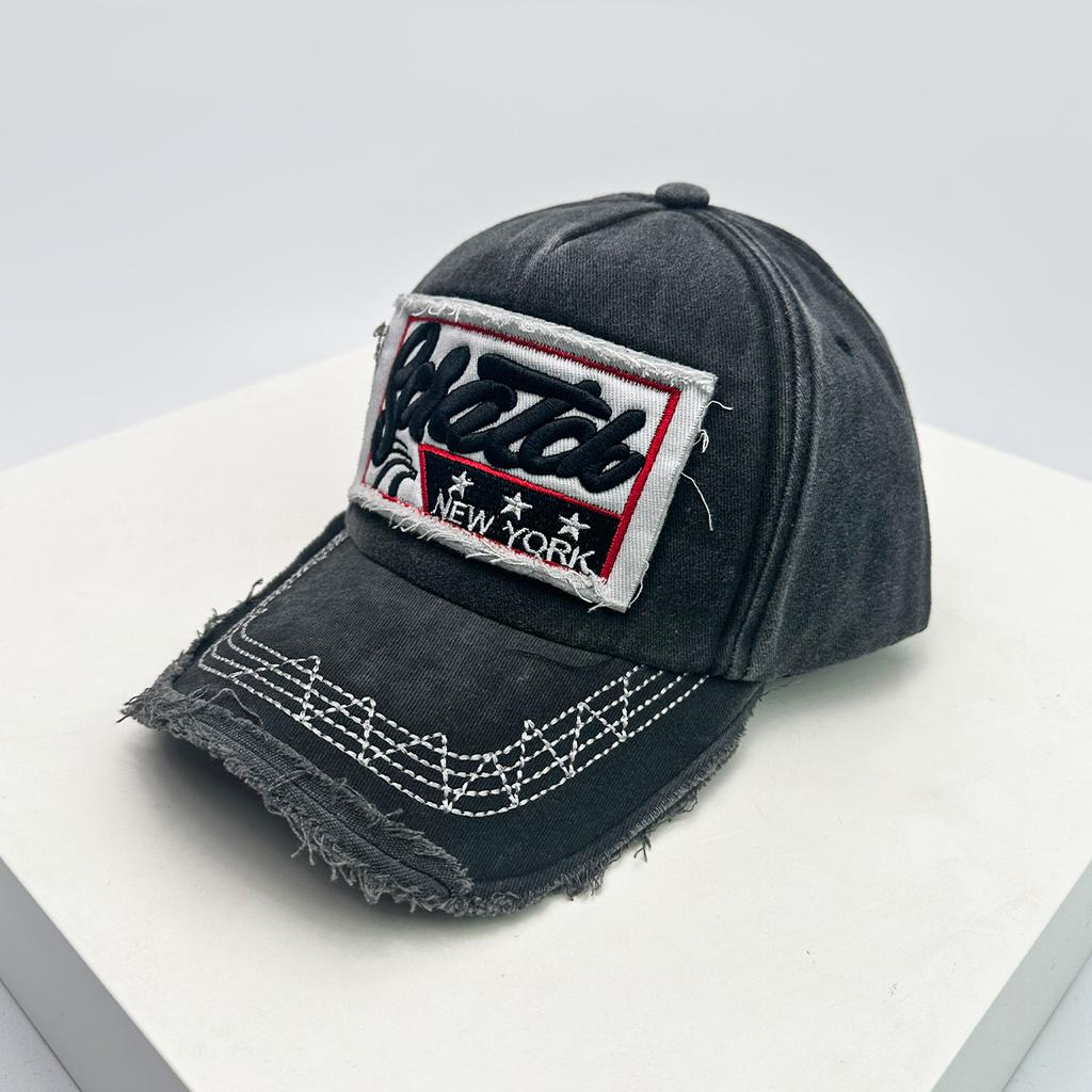 New Unisex Retro Patch Letter Embroidery Baseball Hats Sunshade Korean Versatile Distress Peaked Caps Personal Fashion Street