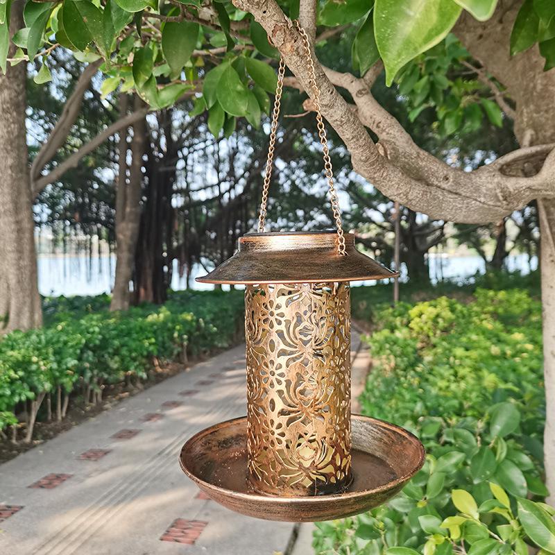 Dual-Purpose Metal Solar Bird Feeder & Decorative Lawn Light