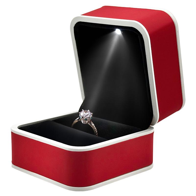 Creative LED Light Jewelry Ring Box with Illuminated Display