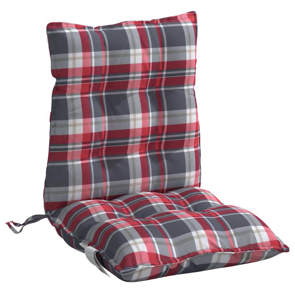 Low Back Chair Cushions 6 pcs Red Checkered Pattern Oxford Fabric