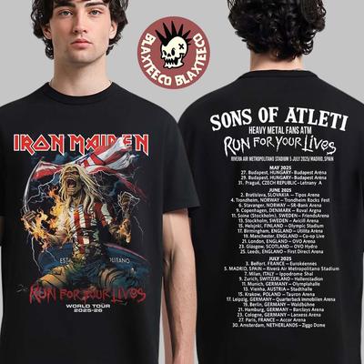 Run for Your Lives 2025 2026 Tour ATM Eddie Zweiseitiges Metall-Fan-T-Shirt Unisex T-Shirt