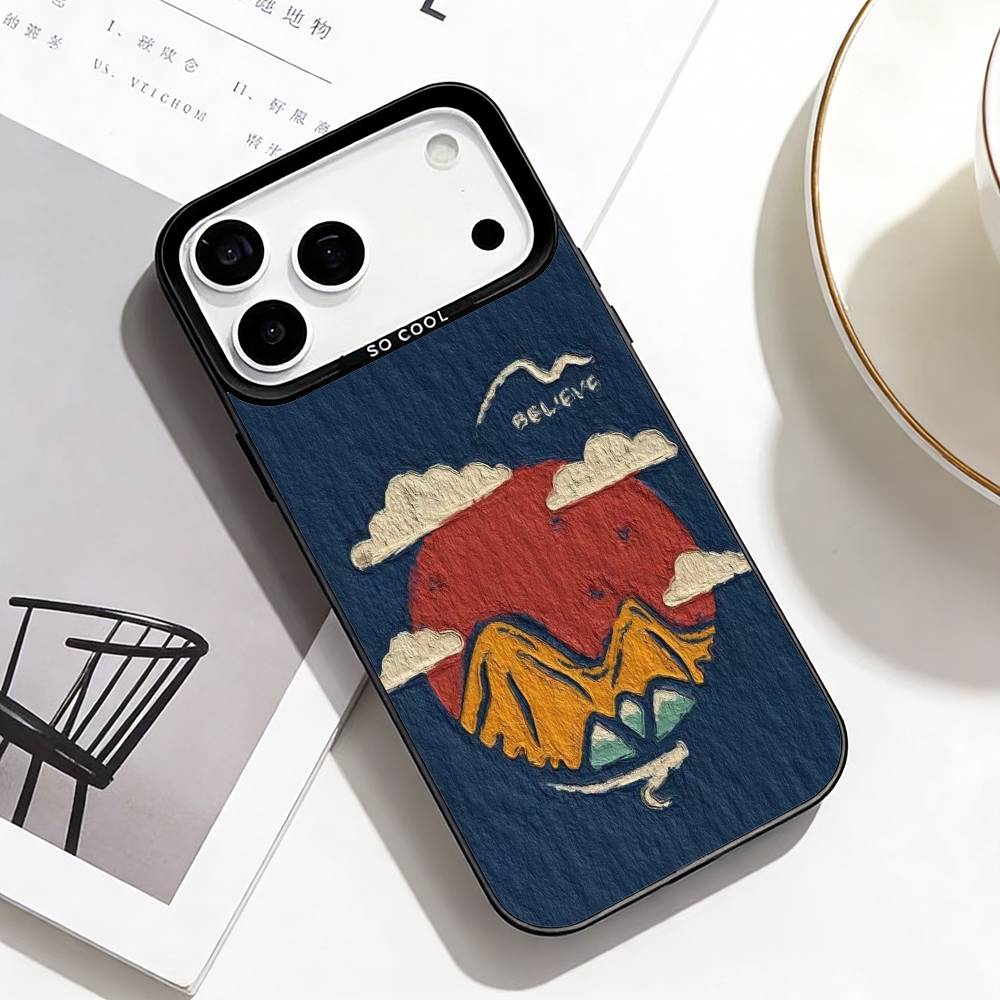 Trendige Abstrakte Handyhülle Für iPhone17,16,15,14,13,12,Pro Max Schwarz Bunt Handyhülle